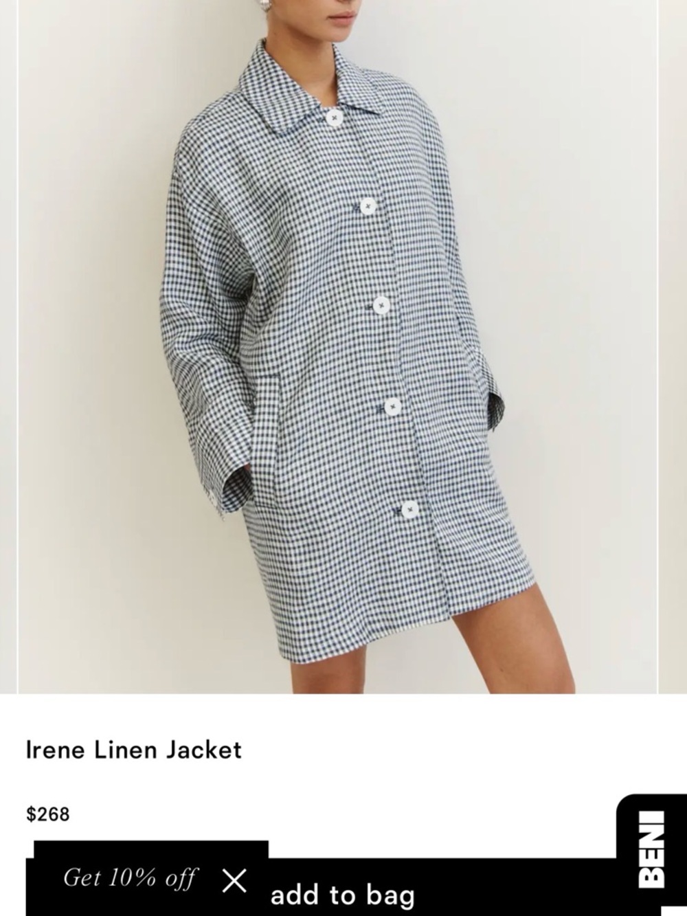 Linen Jacket - Black & White Gingham